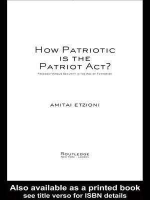 cover image of How Patriotic is the Patriot Act?